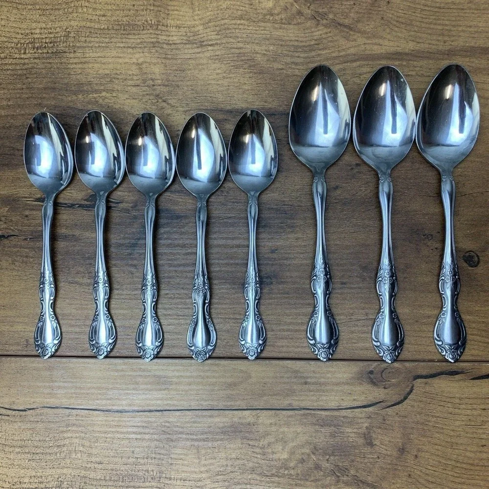 Reed & Barton Candace-Andrea 5 Teaspoons 3 Soup  8 PCs Total Stainless Japan
